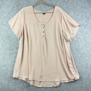 Torrid Blouse Top Women 3X Blush Georgette Career Office Hi Low Minimal Capsule*